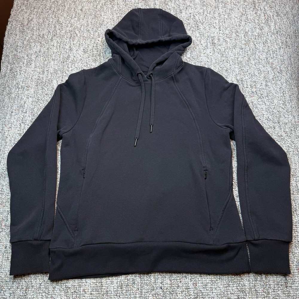 Athleta Hoodie Womens Medium Sweatshirt Retroplush Revive Athleisure Black